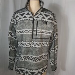 The North Face Black and Gray Patterned Zip-Up Sweater